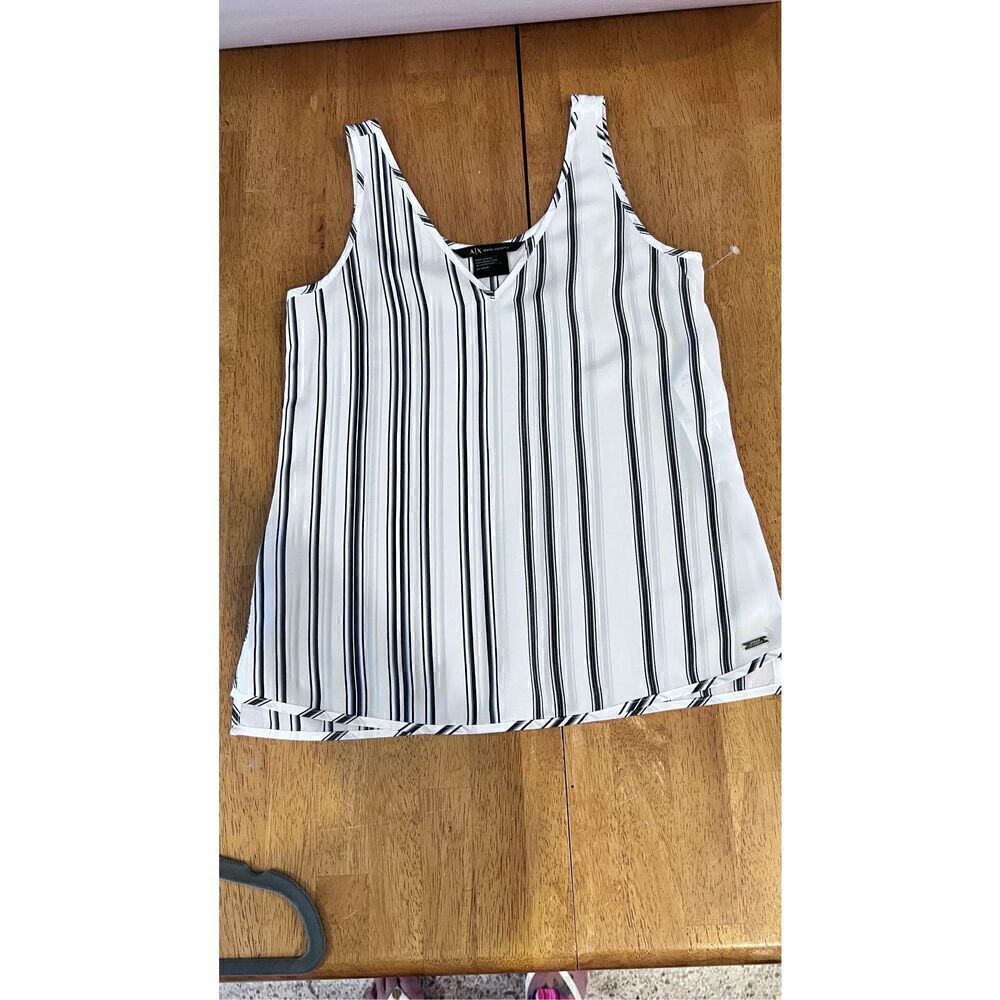 A/X ARMANI EXCHANGE WHITE BLUE SLEEVELESS TOP WOMENS SIZE XS